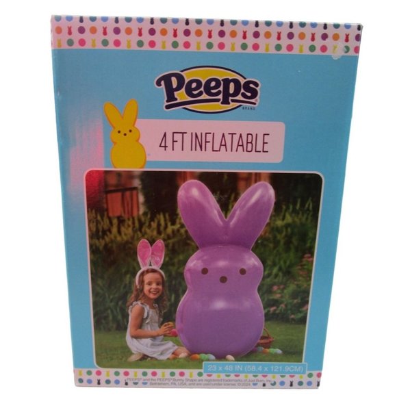 Purple Easter Bunny Inflatable Peep New In Box 4ft Tall Solid Pastel Color - Picture 1 of 12